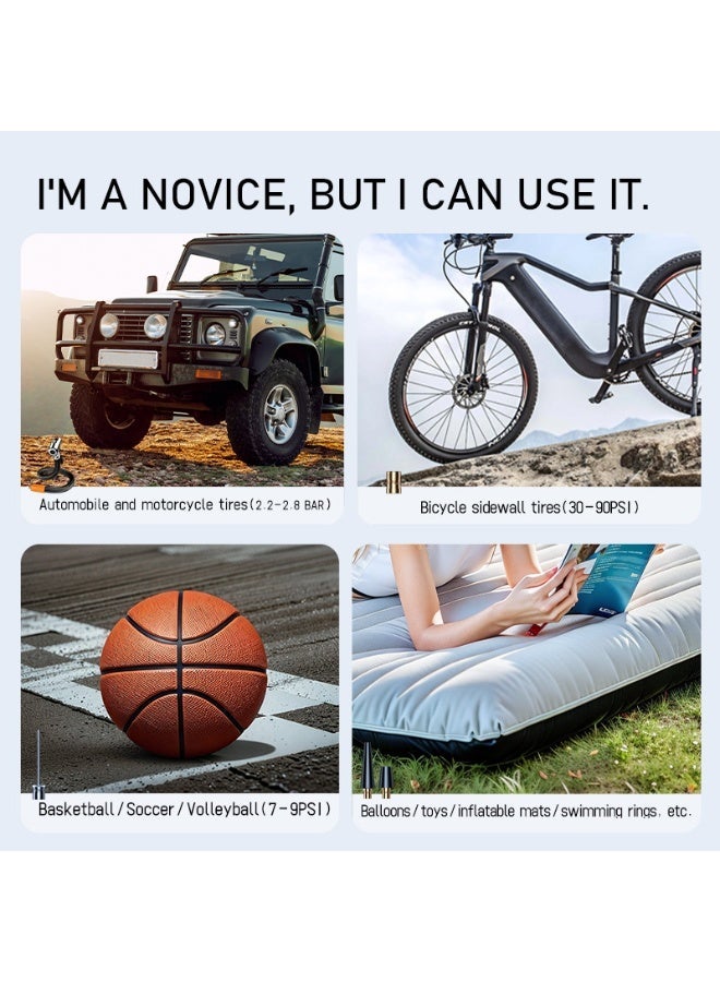 AOTUO مضخة هواء قابلة للنفخ مثبتة على السيارة، مضخة هواء لاسلكية محمولة، جهاز تضخيم إطارات عالي الضغط تلقائي للسيارات، شحن الهاتف المحمول - Image 3